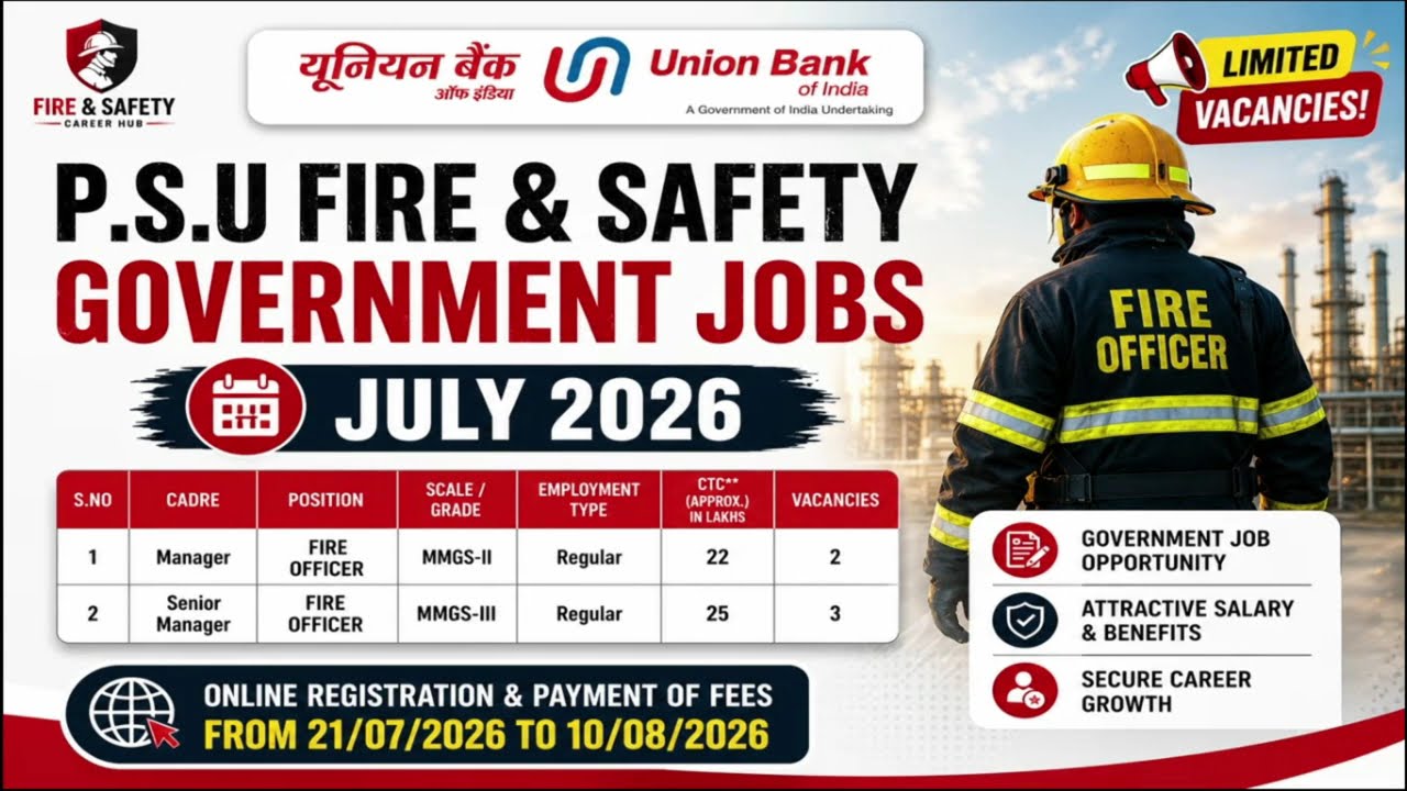 PSU Fire Officer Recruitment 2026 | Union Bank Of India || Full Details #fireandsafety 