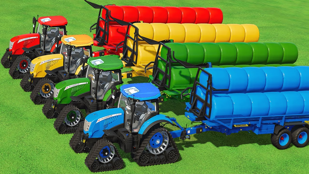 HARVEST GRASS, LOAD COLORED BALE WITH CRAWLER MCCORMICK TRACTORS & TESLA TRUCK! Farming Simulator 2
