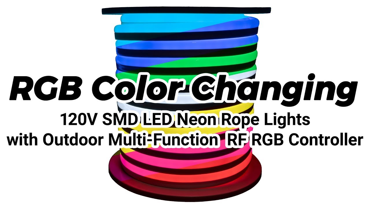 RGB Color Changing 120 Volt SMD LED Neon Rope Lights - Full Showcase