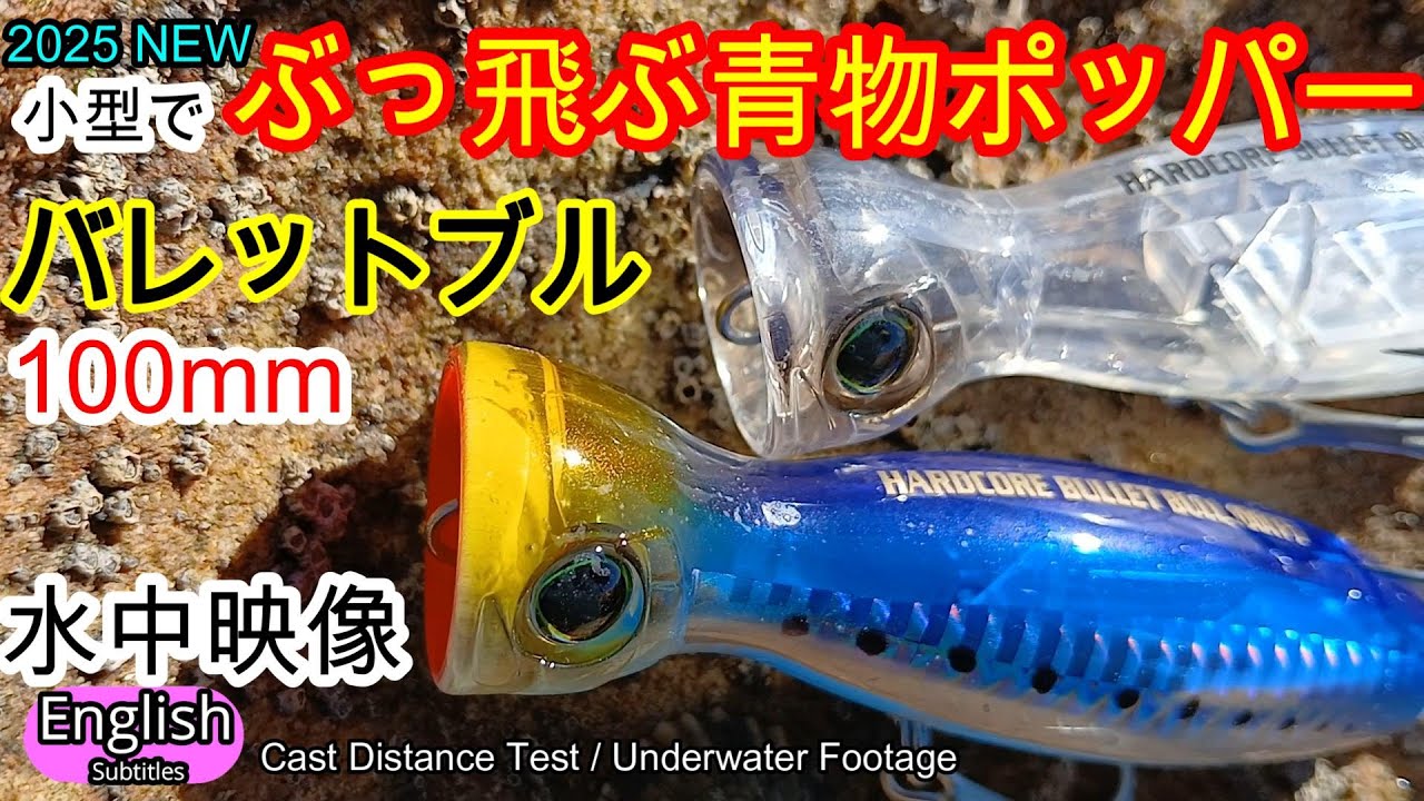 2025新サイズ バレットブル100mm 飛距離テスト　何ｍ飛ぶのか　実釣と　水中映像と特徴　DUEL