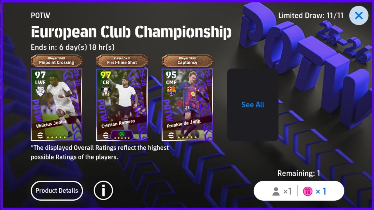 POTW UEFA Champions League and POTW Worldwide 29 Jan '26 Free Spin + 400 Coin Spin (eFootball 2026)