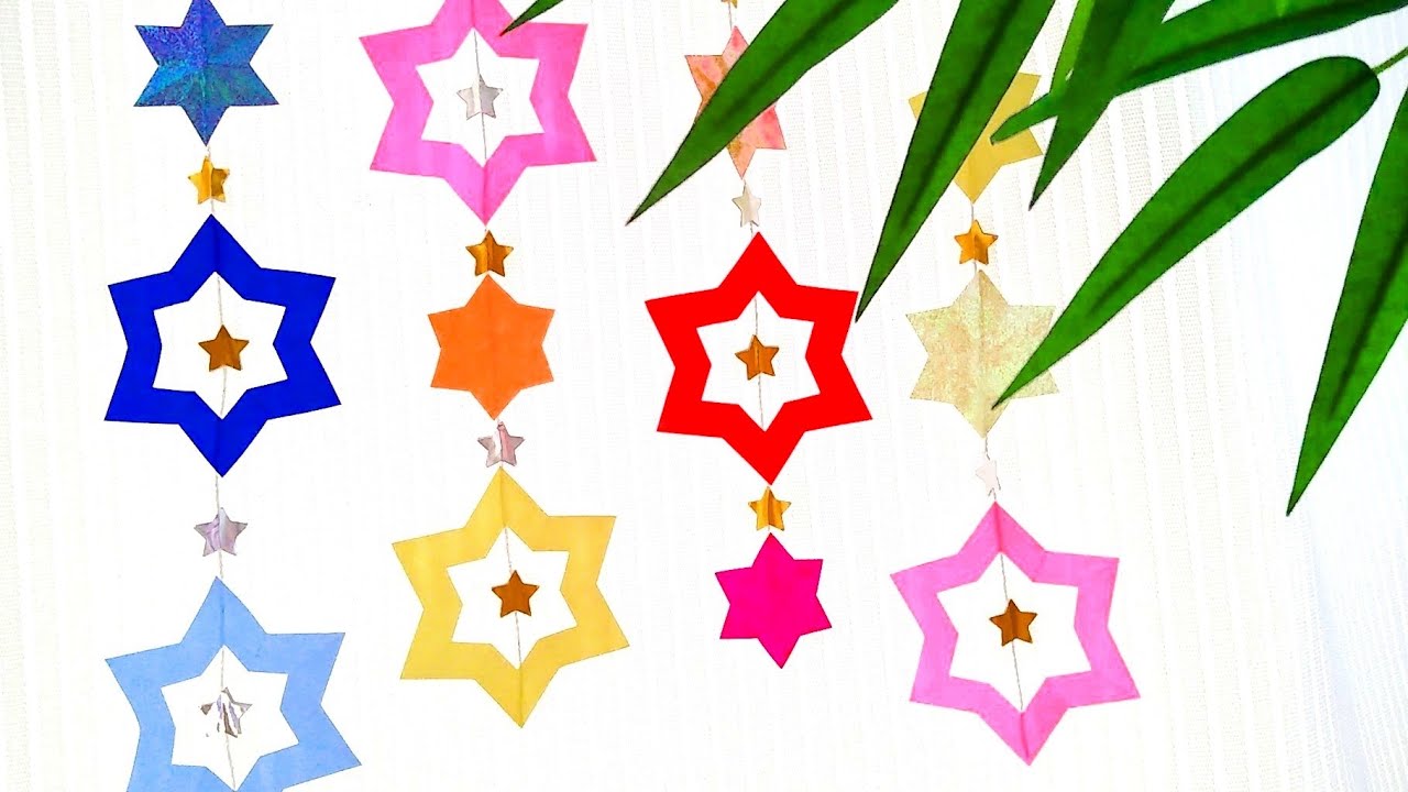 【簡単✨かわいい】キラキラ星の七夕飾り🎋【壁面飾り✨つるし飾り】 DIY How to make paper stars. Origami.  Papercraft.