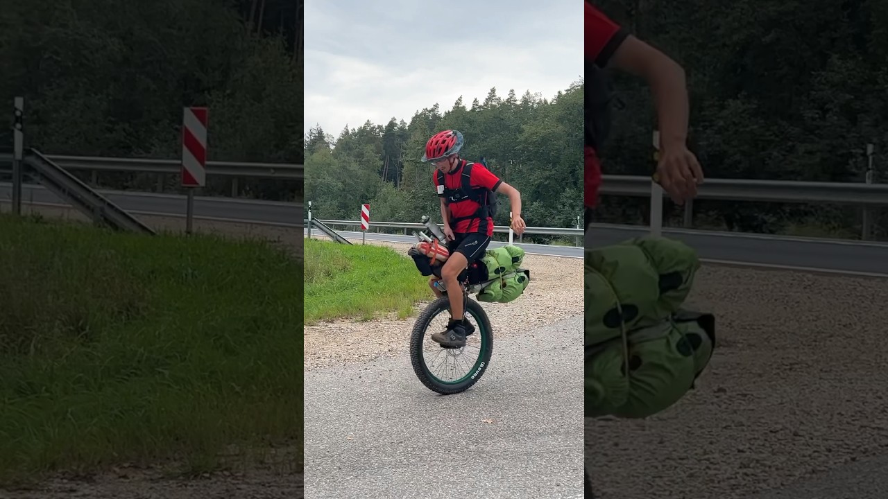 There are many different ways to mount a unicycle&hellip; #unicycle #cycling #bikepacking #hiking  #mtb