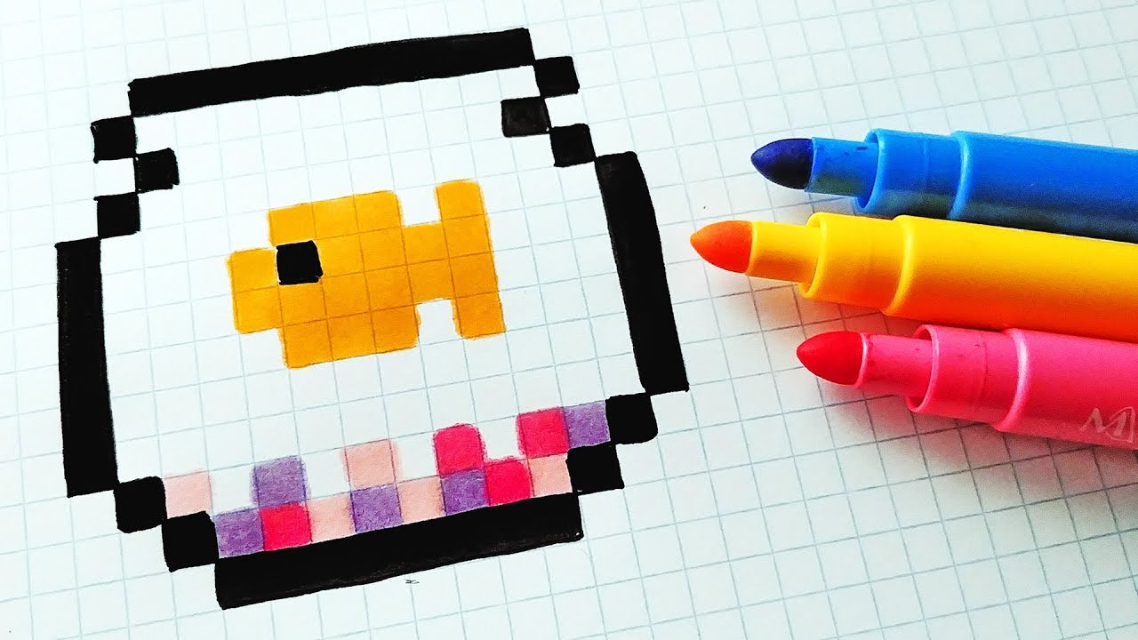 Handmade Pixel Art - How To Draw a Fish #pixelart