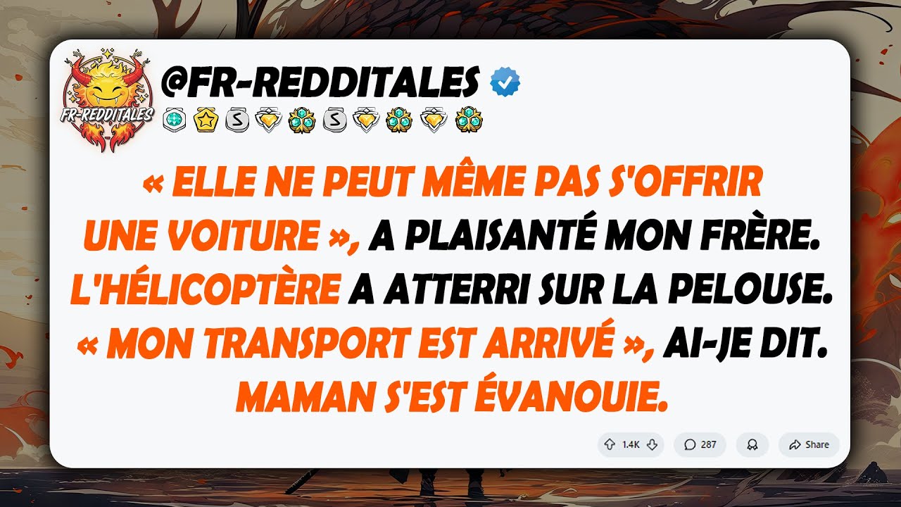 À la réunion de famille, ils m'ont traitée de pauvre, puis mon hélicoptère a atterri...
