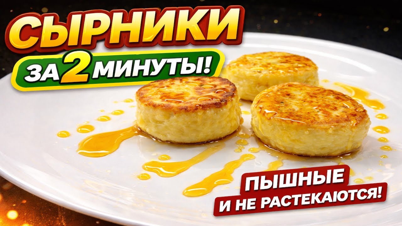 Нежные сырники за 2 минуты! Пышные и не растекаются 😋