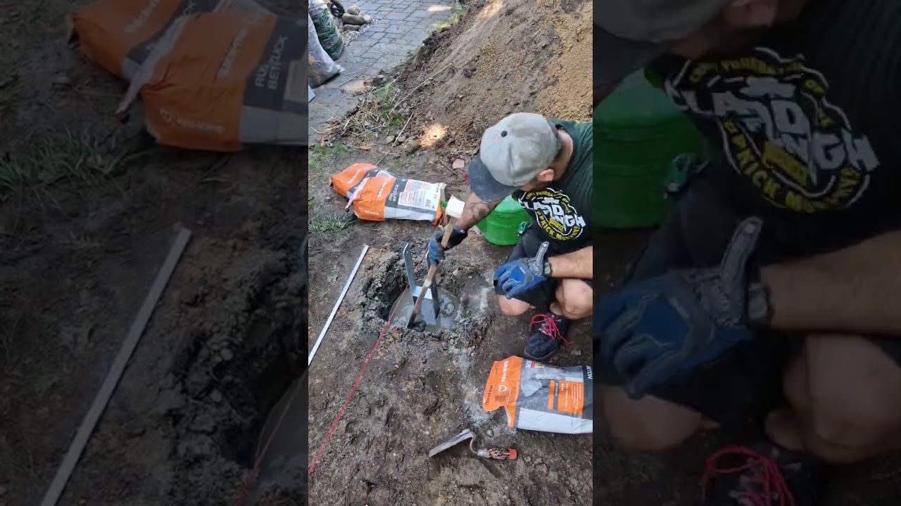 H-Anker mit Schnellbeton setzten