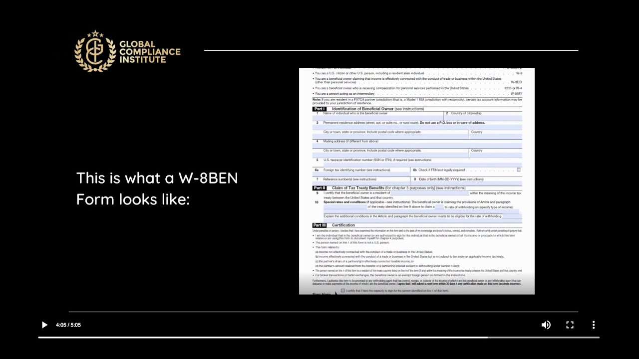GCI FATCA Video Series #3 - FATCA U.S Indicia and W-8BEN Form