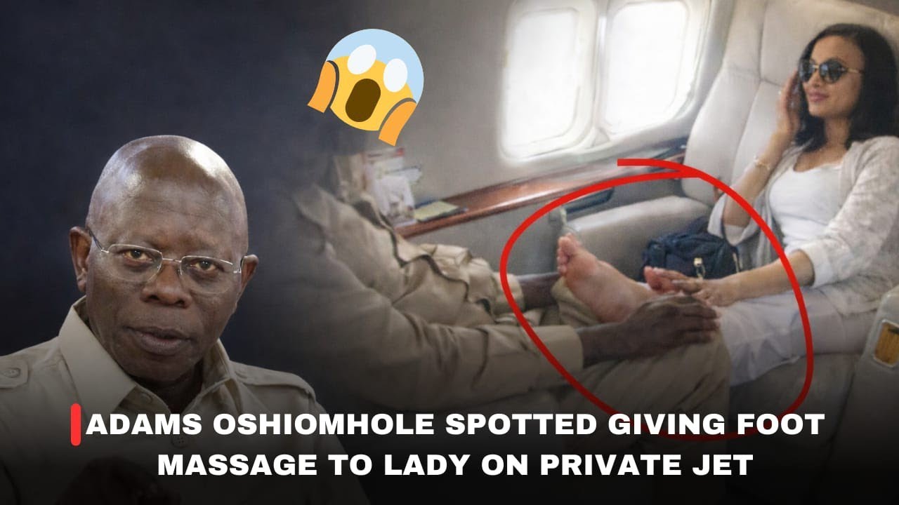 ADAMS OSHIOMHOLE SPOTTED GIVING FOOT MASSAGE TO LADY ON PRIVATE JET