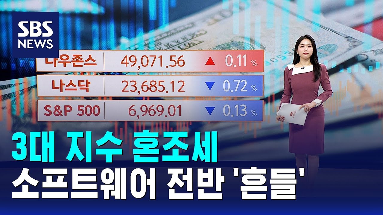 3대 지수 혼조세…소프트웨어 전반 '흔들' / SBS / 뉴욕증시