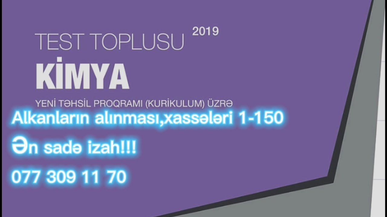 ‼️Kimya ll hissə test toplusu-Alkanlar.Tsikloparafinlər