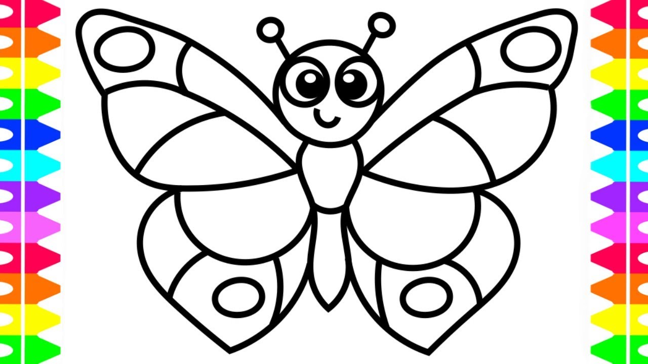 LEARN HOW TO DRAW A BUTTERFLY EASY| COLORING PAGES FOR KIDS| TODDLERS| BABIES| COLORED MARKERS