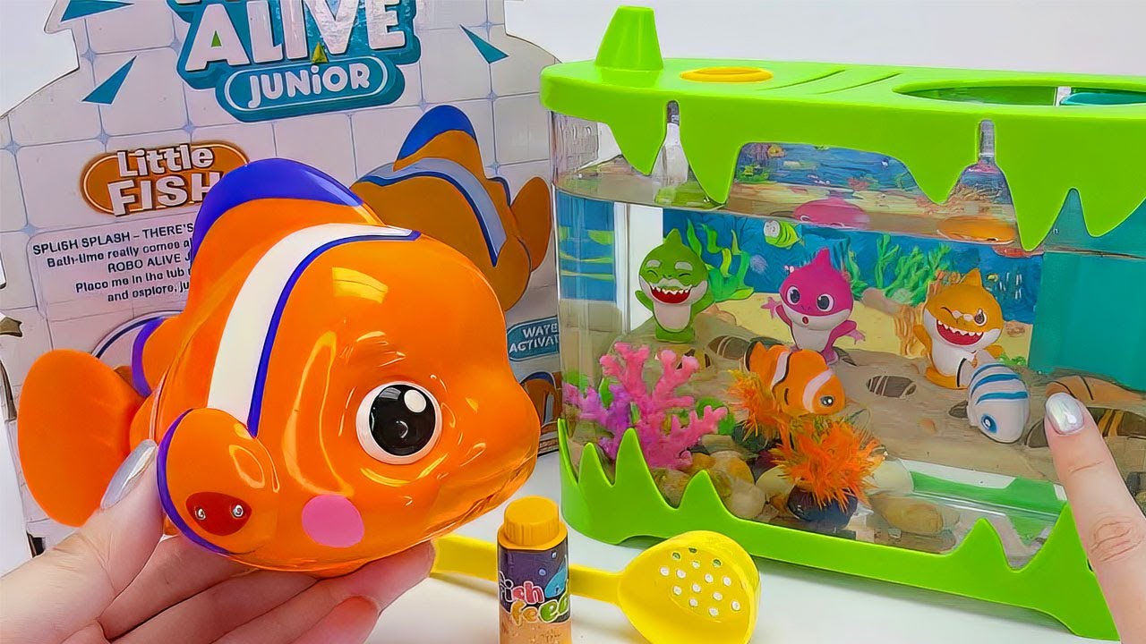 Satisfying Unboxing Fish Tank Aquarium Playset ASMR 🐠🐡🦈 Funny Alive Junior Aquarium Fishing Set