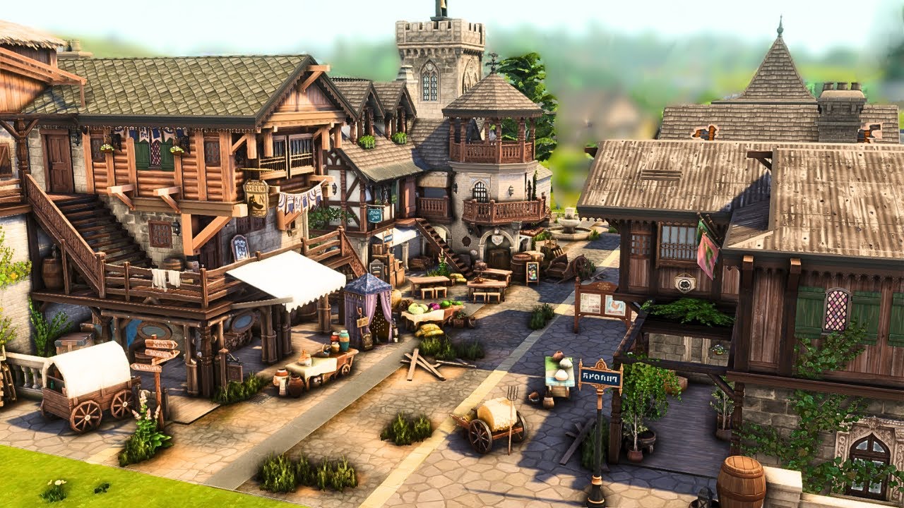 Medieval Town Street | The Sims 4 - Speed Build (NO CC)