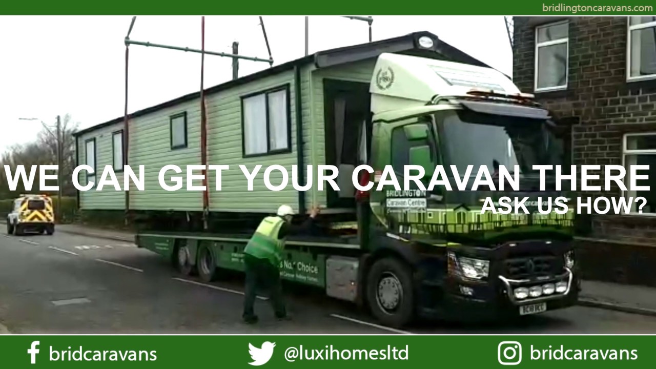 Crane a static caravan van on to private land.  uk floods 2019 self build