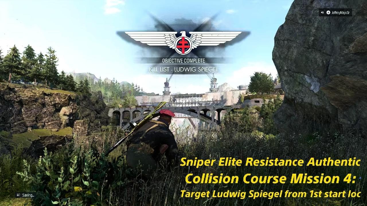 Sniper Elite Resistance Authentic Collision Course Mission 4: Target Ludwig Spiegel at 1st start loc