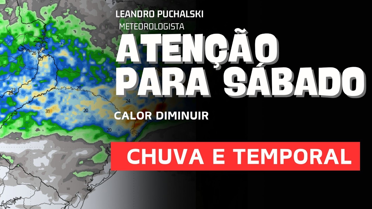 ALERTA PARA SÁBADO! CHUVA E TEMPORAL