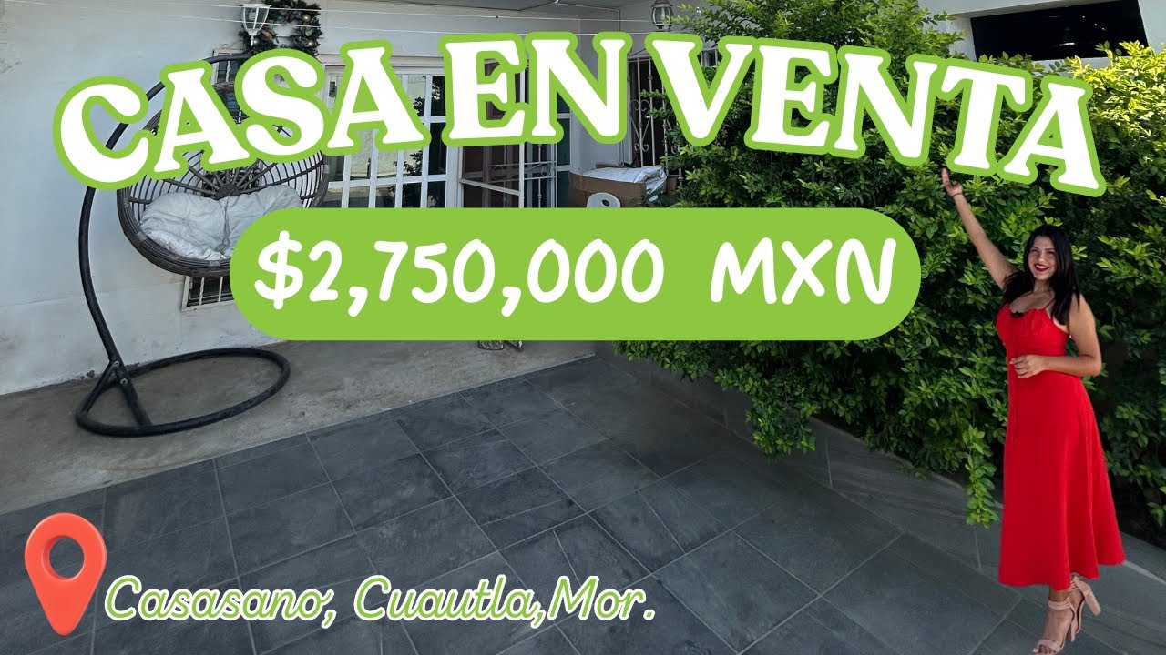 CASA EN VENTA CON ALBERCA ubicada en Casasano Cuautla, a 3 cuadras de Av.Reforma