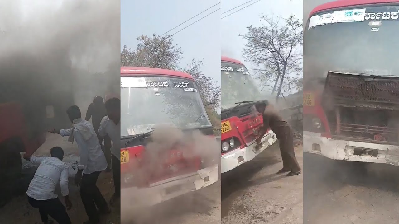 Fire Breaks Out in a Moving Passenger Bus in Jewargi Taluk