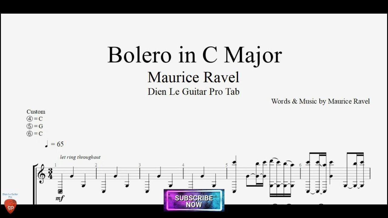 Maurice Ravel - Bolero in C Major Guitar Tutorial with TABs
