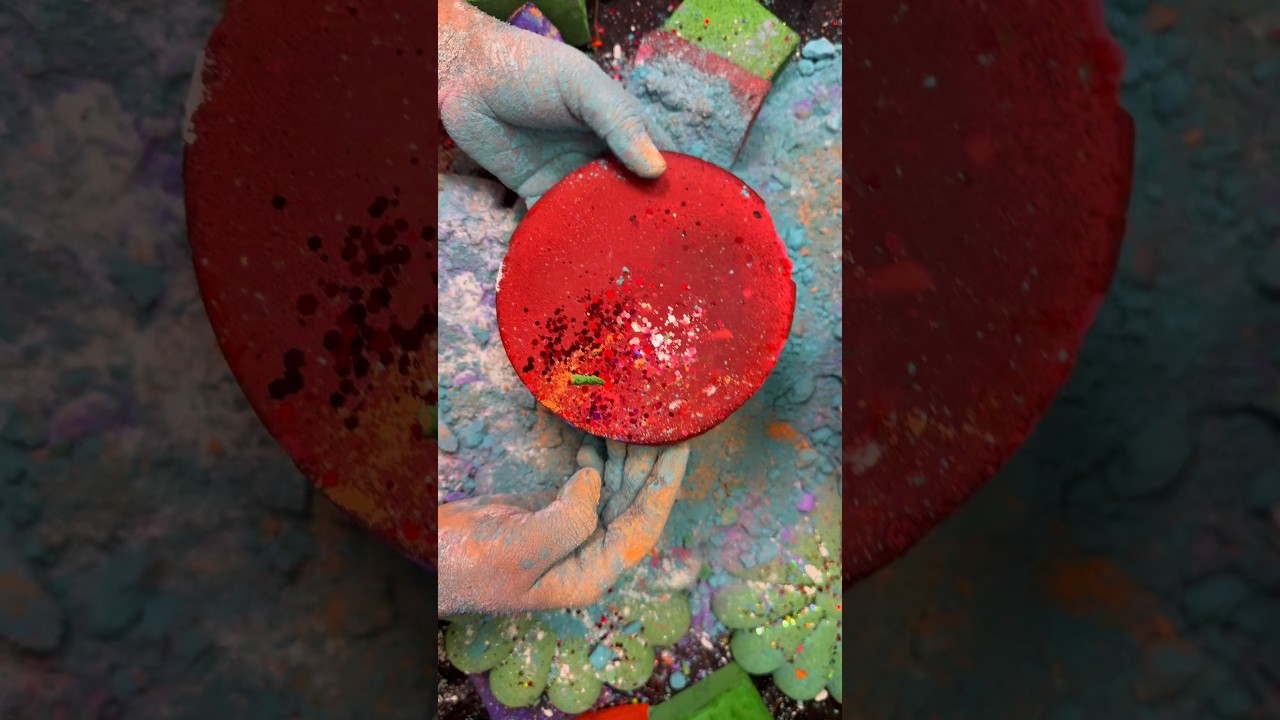 Red Colour Circle Shape Chalk ASMR Crush #shorts #viral #beautiful