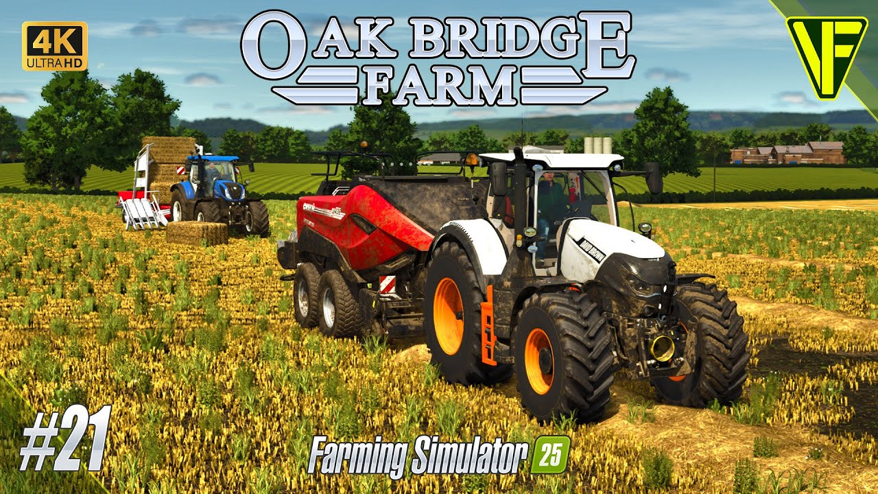 Bailing and Stacking In One Go | Oak Bridge Farm #21 (Farming Simulator 25 4k)
