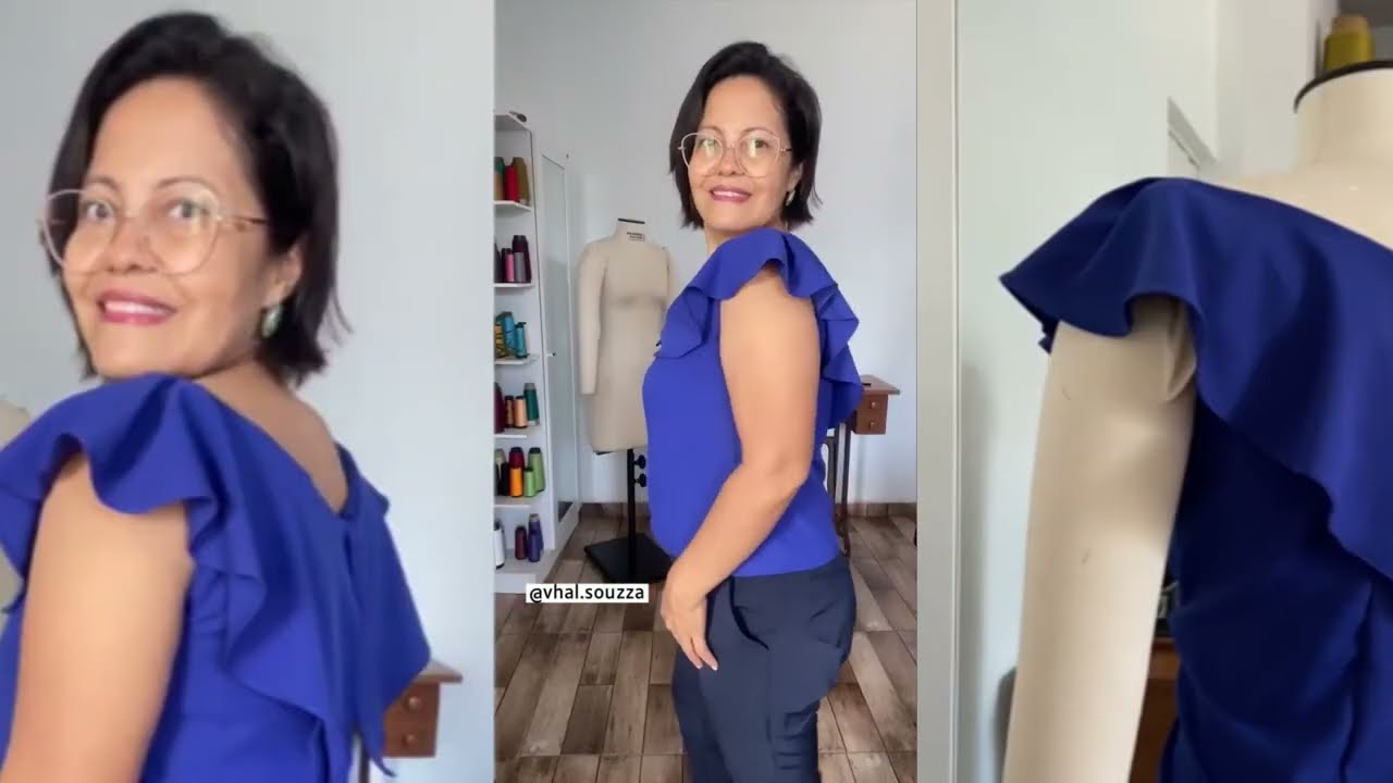 Aprenda a fazer: Blusa incrível com detalhe de babados no decote
