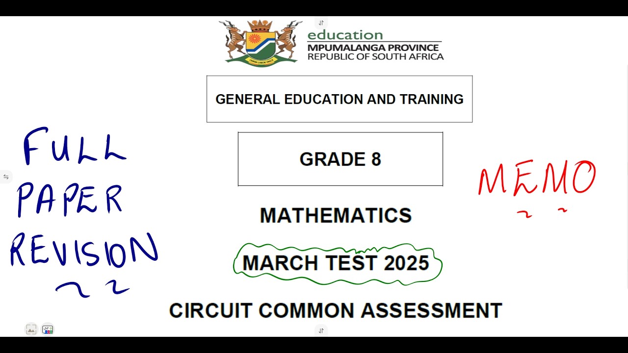 Mathematics Grade 8 March Test - Mpumalanga March 2025 @mathszoneafricanmotives