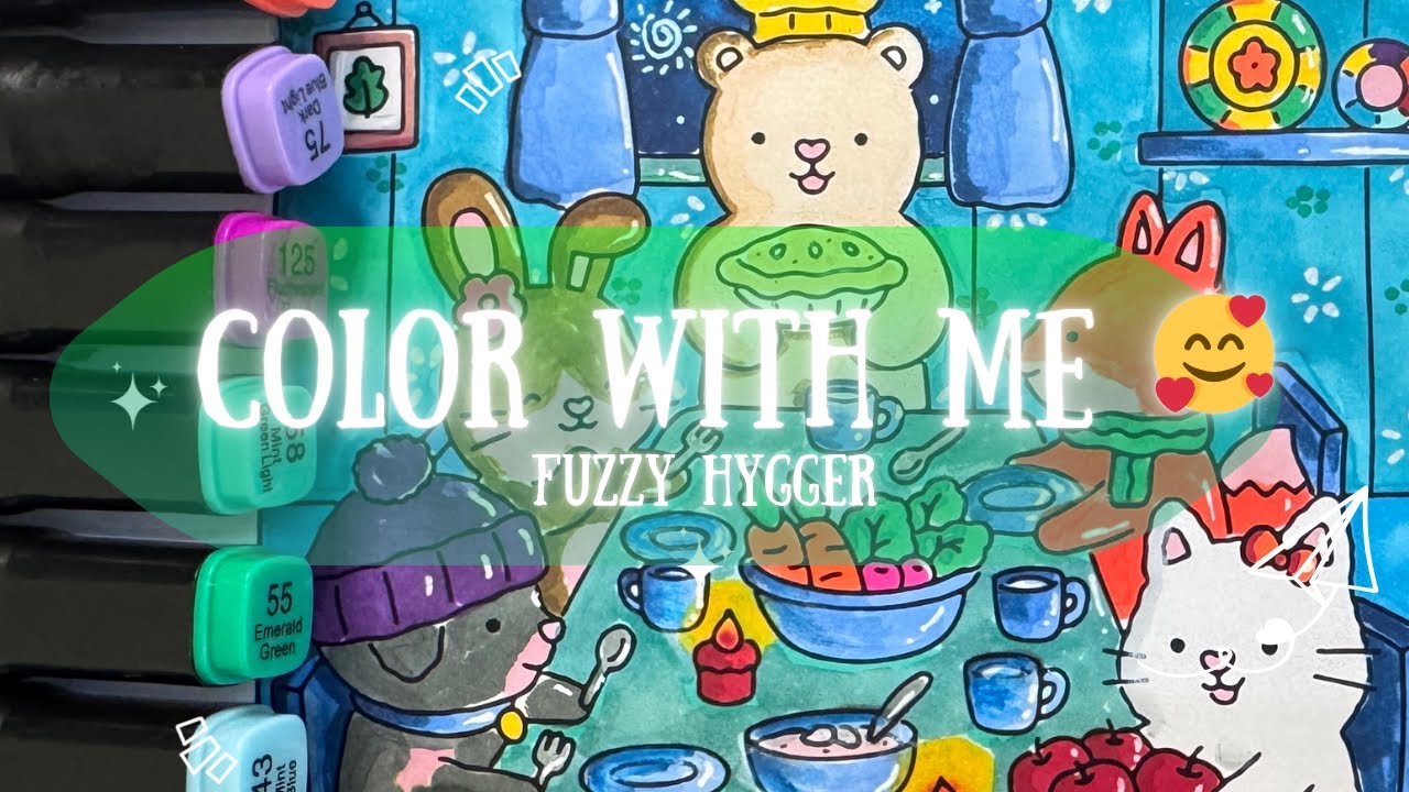 Color With Me | Cosy Friend - Fuzzy Hygger Coloring Book | Using Acrylic Markers 