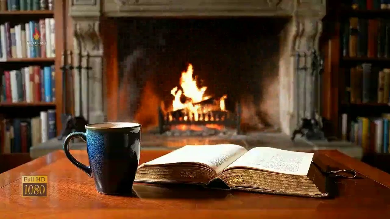 Cozy Snowy Cabin Night Full HD | Fireplace 10 Hours Crackles & Falling Snow for Deep Sleep