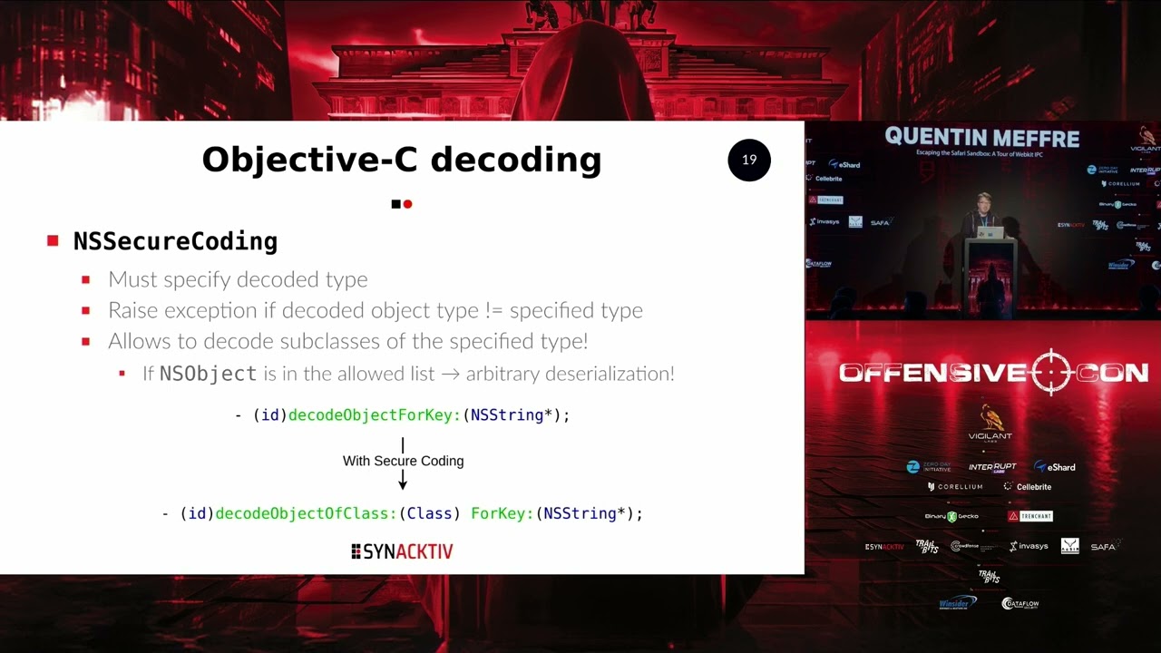 OffensiveCon24 - Quentin Meffre - Escaping the Safari Sandbox: A Tour of Webkit IPC