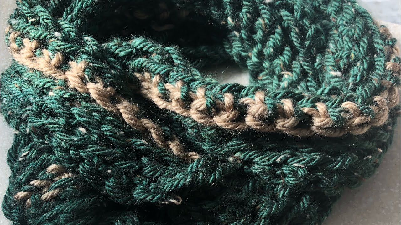 Cachecol fácil, crochê de dedo sem agulha