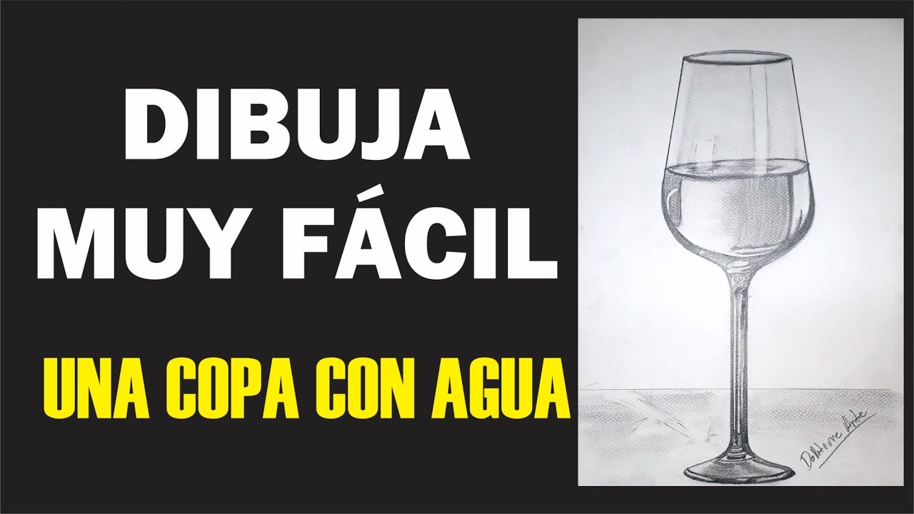 Cómo dibujar una copa de cristal con agua fácil./ How to draw a glass cup with water easy.