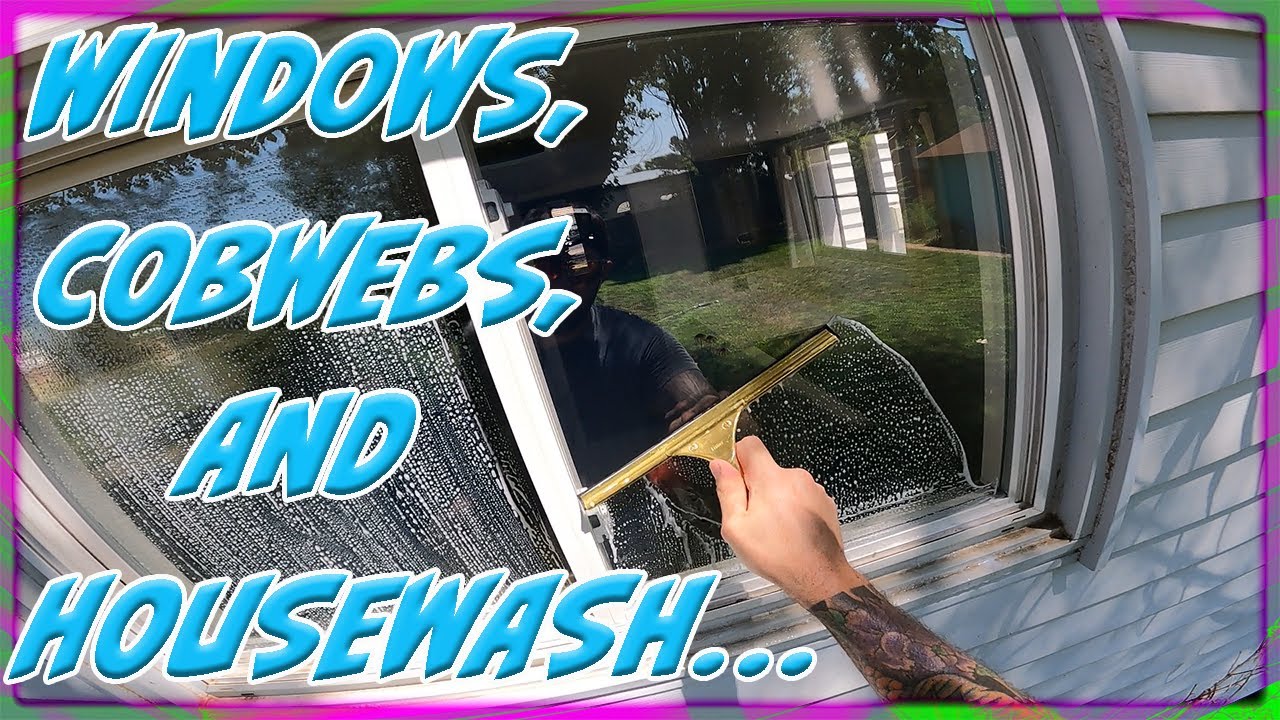 QUICK WINDOW CLEANING, COBWEB REMOVAL AND KIND OF A HOUSEWASH JOB....
