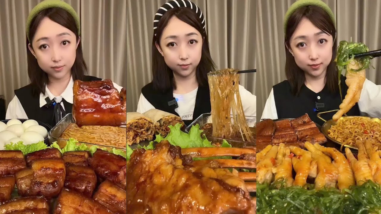 Mukbang #37: Eating roll  belly , braised pork belly, legs pork #mukbang #eatingshow #porkbelly