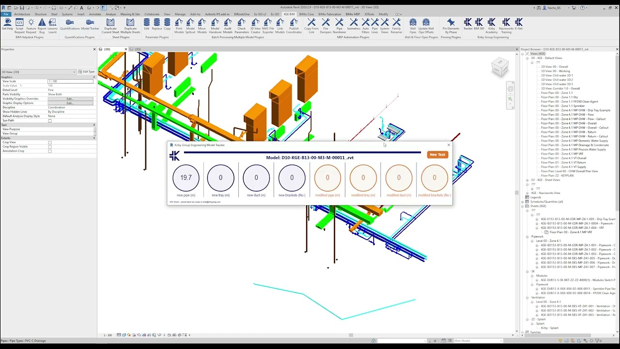 Model Tracker Custom C# Revit Plugin with WPF modeless dialog interface