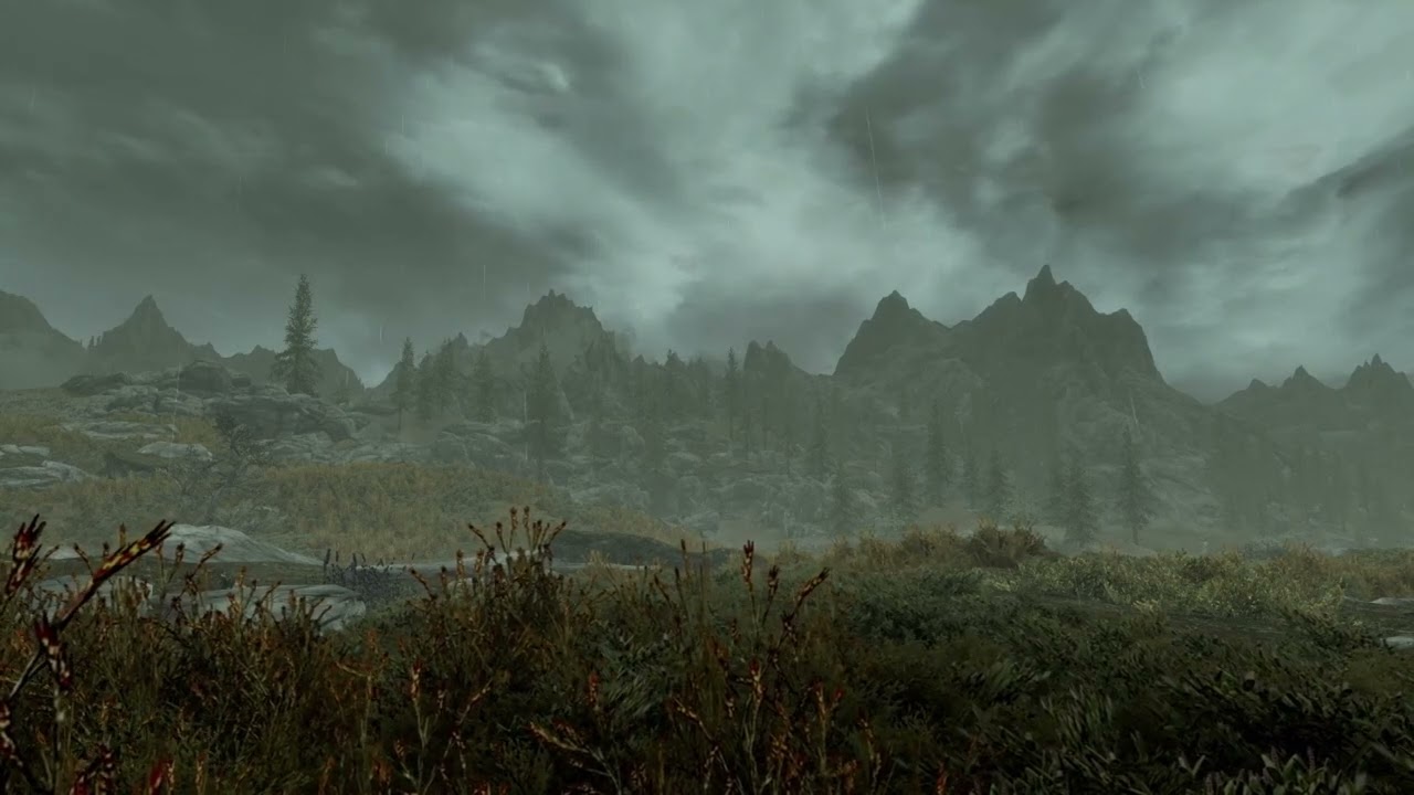 Rainy Day Outside Whiterun |  Skyrim Rain & Music Ambiance
