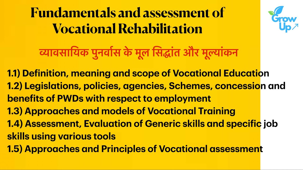 Fundamentals and Assessment of Vocational Rehabilitation