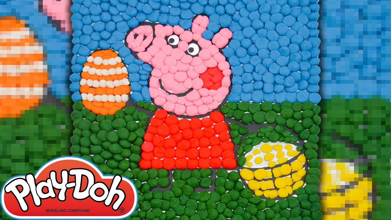 Play Doh Dippin Dots Peppa Pig Mosaic Peppa Pig Easter Egg Hunt Coloring Pages Learn Colors for Kids