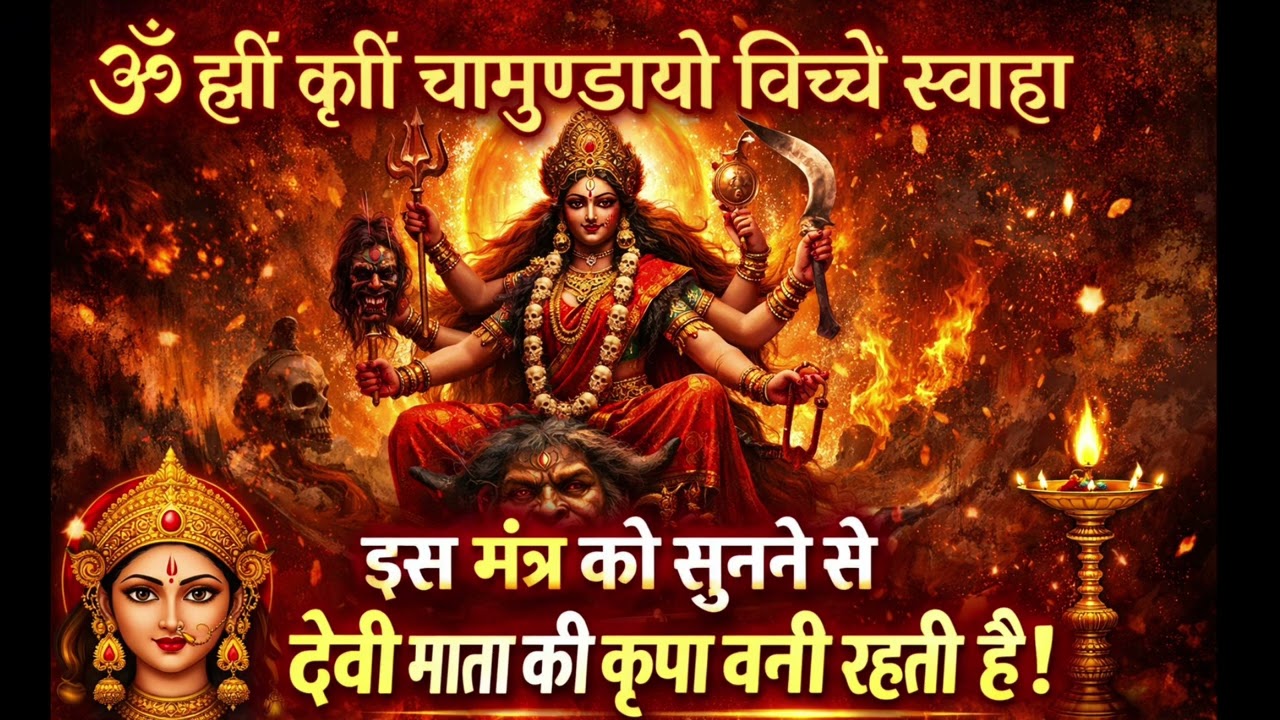 ॐ ह्रीं क्रीं चामुण्डायै विच्चे स्वाहा | Powerful Chamunda Mantra | देवी कृपा पाने का दिव्य मंत्र