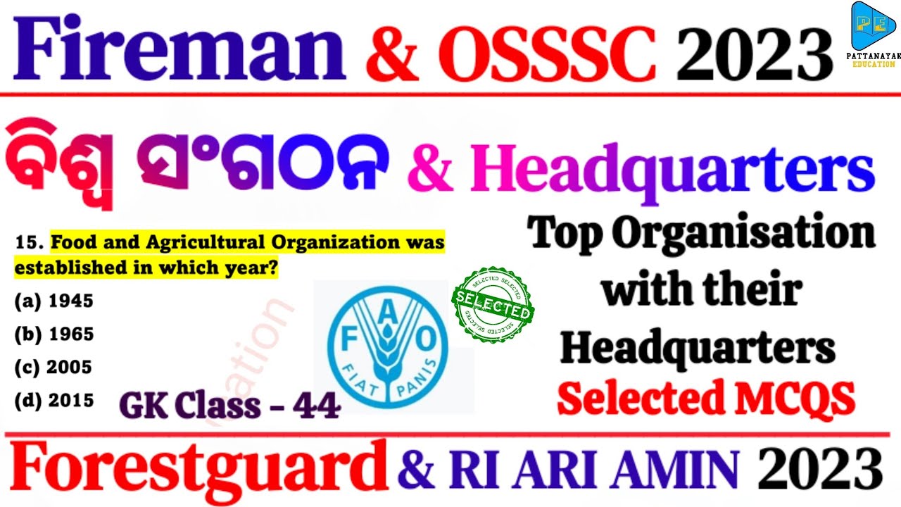 Top Organisation with their Headquarters Selected Questions | Organisations and Headquarters MCQS  |