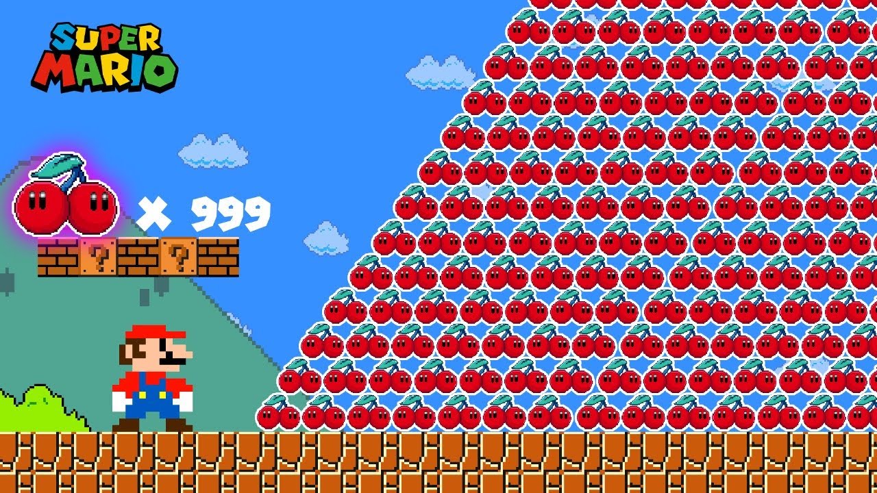 Can Mario Collect 999 Double Cherry Powerups in Super Mario Bros.?