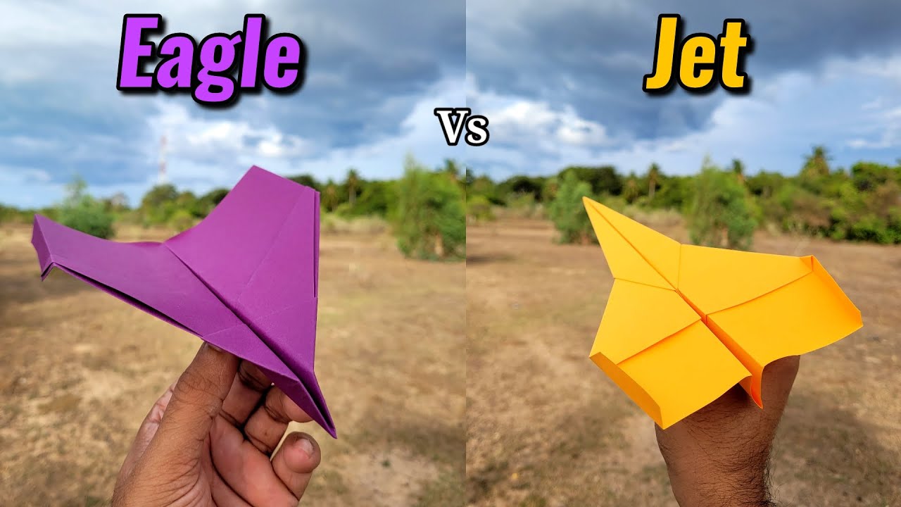 Eagle vs Jet Paper Airplanes Flying Comparison and Making Tutorial