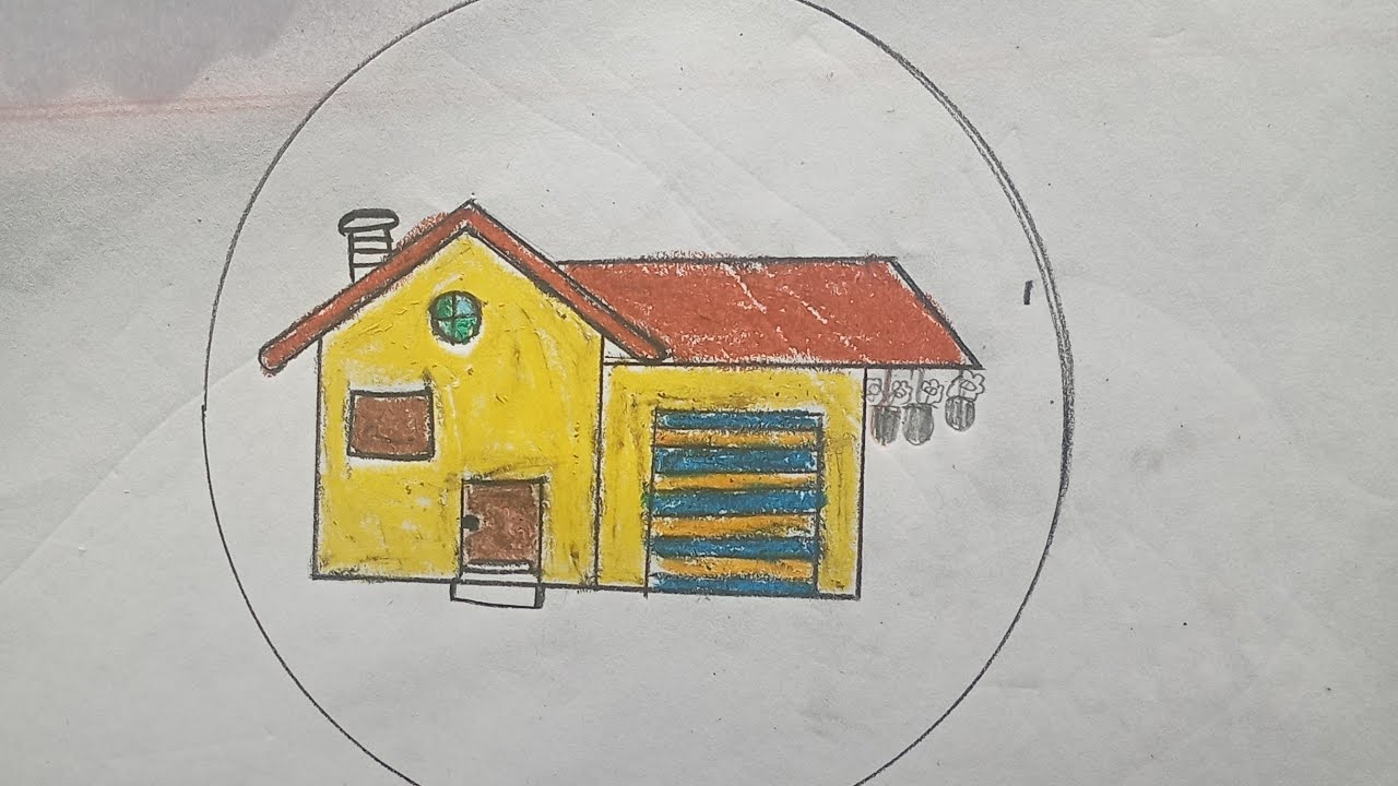 Very easy house drawing#drawing #art #sketch #circle 