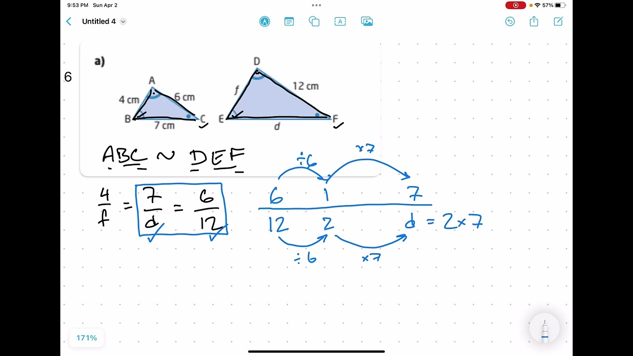 Similar Triangles 6a Ratio Table