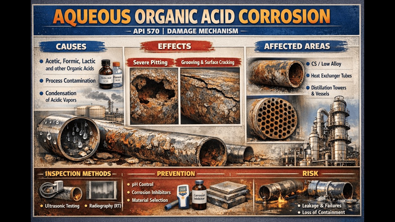 Aqueous Organic Acid Corrosion|| API570||Damage mechanism