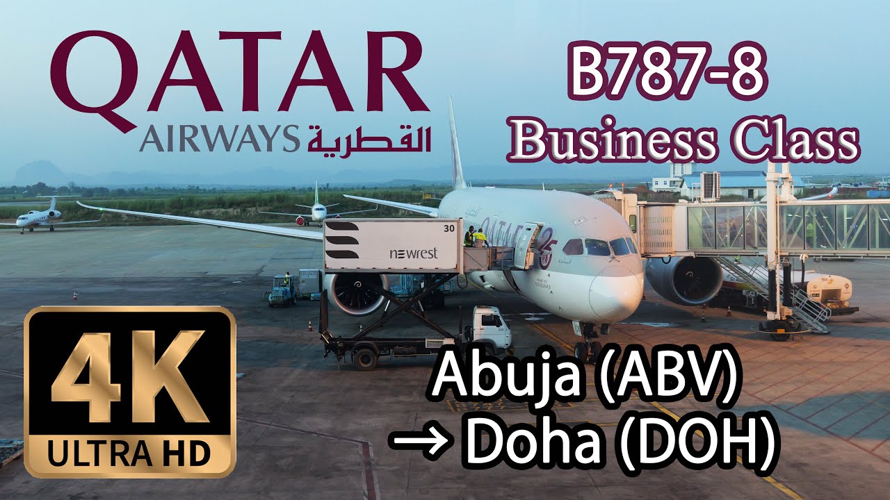 【4K Flight Business Class】Abuja (ABV) Nigeria to Doha (DOH), Qatar Airways B787-8