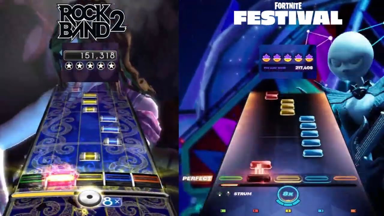Nightmare by Avenged Sevenfold - Guitar Chart Comparison [+ FCs] (Rock Band vs Fortnite)