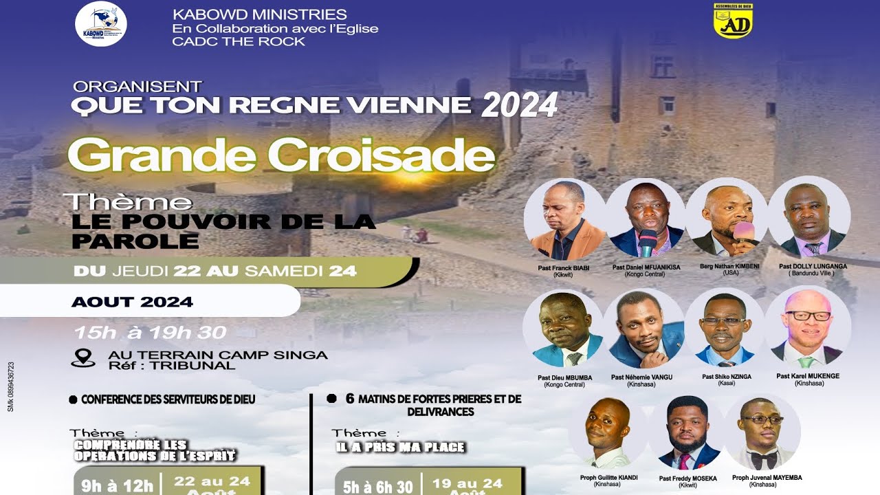 GRANDE CAMPAGNE D'ÉVANGÉLISATION KABOWD MINISTRIES À KIKWIT ( Session Matin 1er jour )