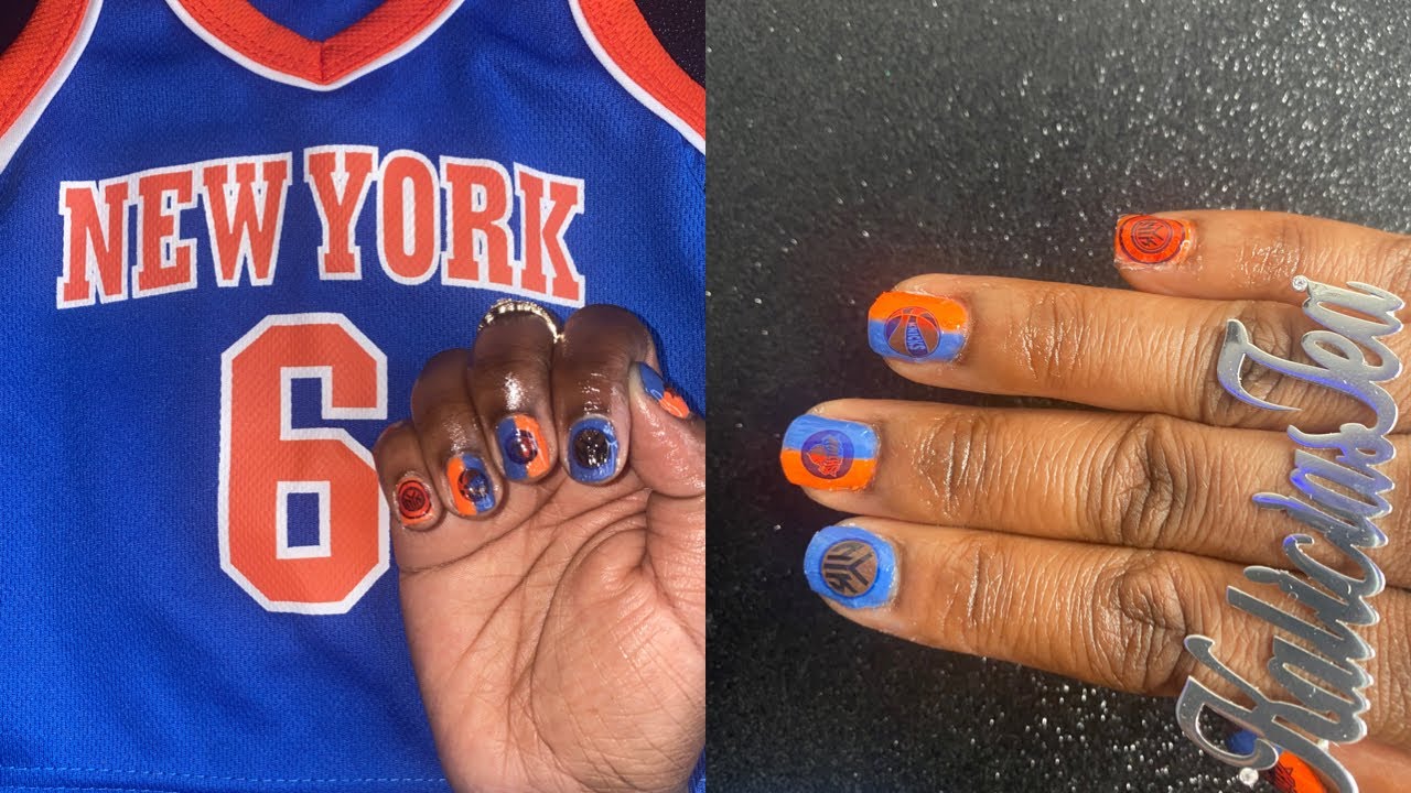 Basketball Nail Art | New York Knicks Nail Art 🏀🏀🏀